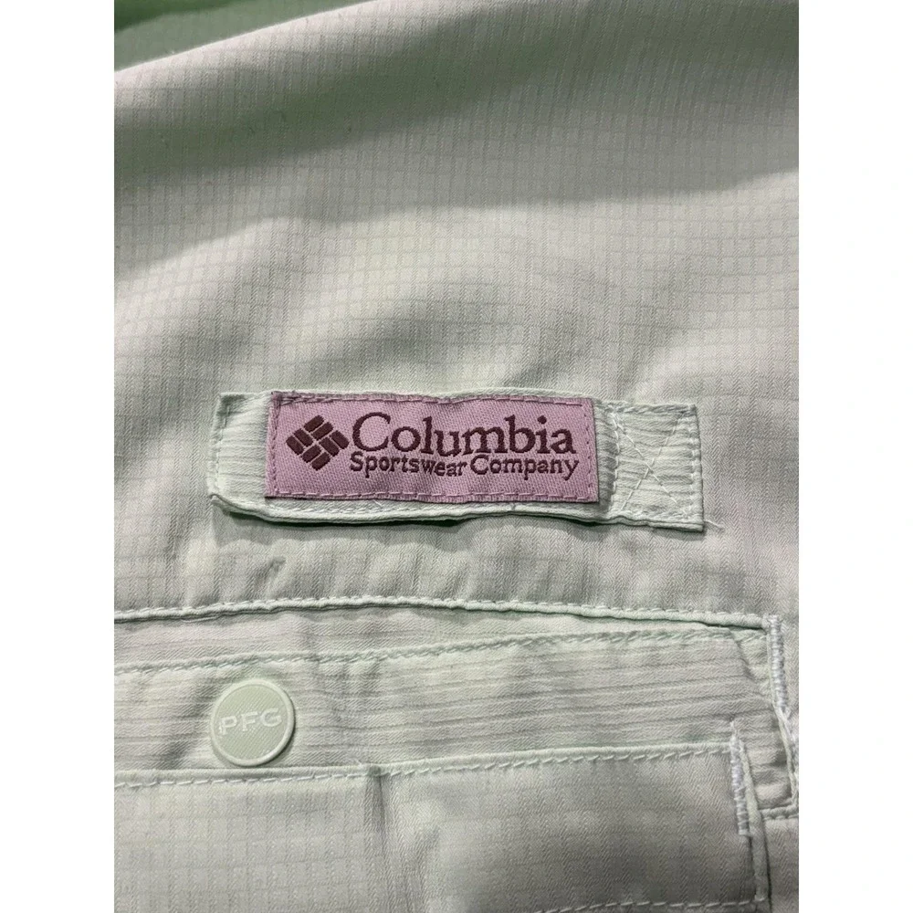 Columbia PFG Shirt Mens 2XL Green Short Sleeve Fishing Button Up Vented UPF 30+